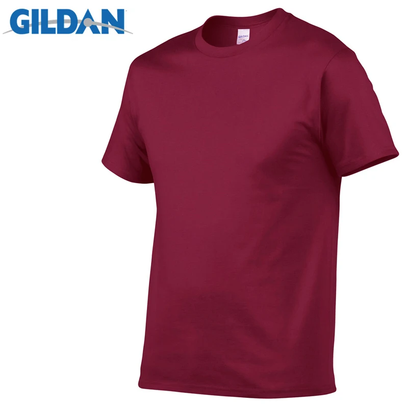 1 PCS Gildan Quality Men\'s Summer 100% Cotton T-Shirt Men Casual Short Sleeve O-Neck T Shirt Comfortable Solid Tops Tees