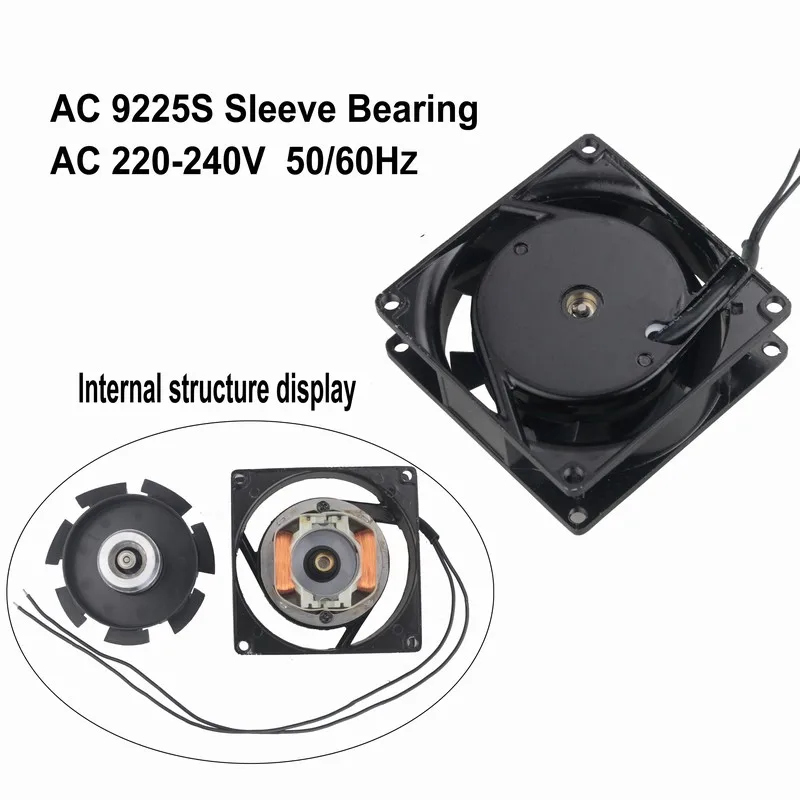 Gdstime 1 Piece Metal Case 2 Wire 220V 240V 92mm x 25mm Industrial AC Cooling Fan 90mm Cooler 9225 9cm Without Connector