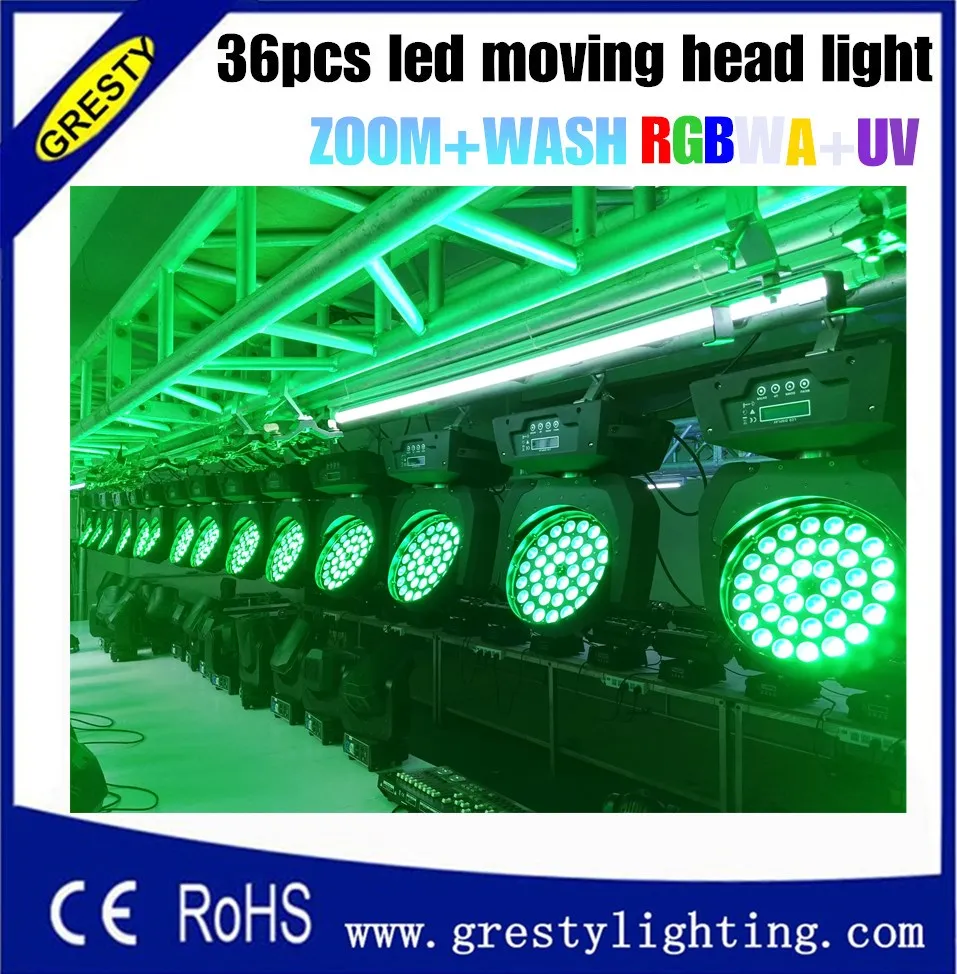 

led moving head 36pcs*18w 6 IN 1 rgbwa uv led zoom moving head wash dj equipment