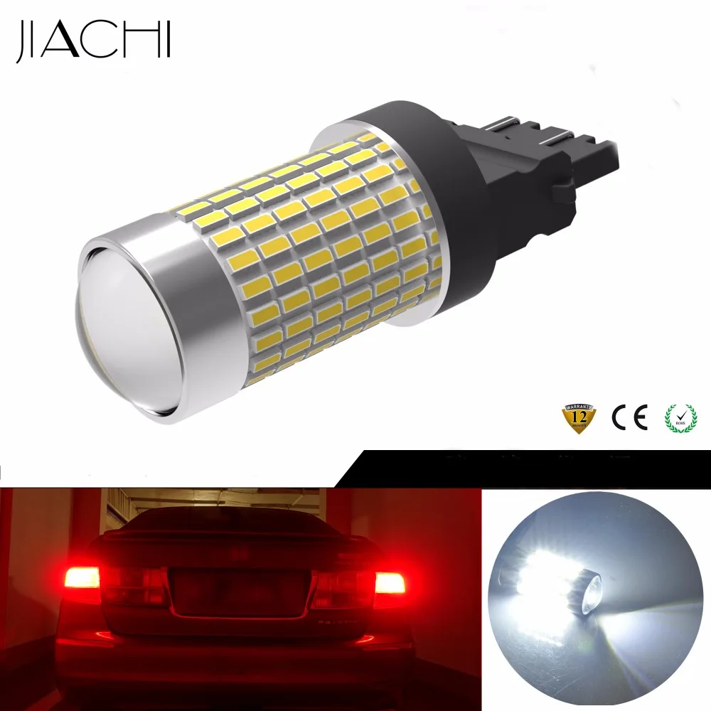 JIACHI 2PCS For Car Auto Bulb 3156 3157 Lights T25 P27W P27/7W 3014SMD 144Chip Backup Reverse Brake Tail Lamp Cool White DC12-24