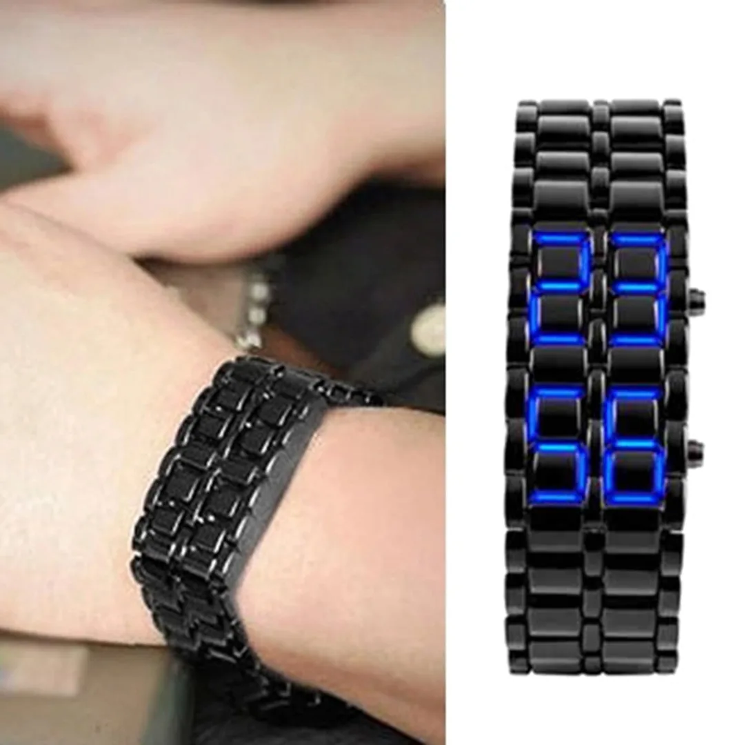 Lava Iron Samurai Watch Men Stainless Steel LED Digital Watches Men Sports Watches Electronic reloj hombre relogio masculino