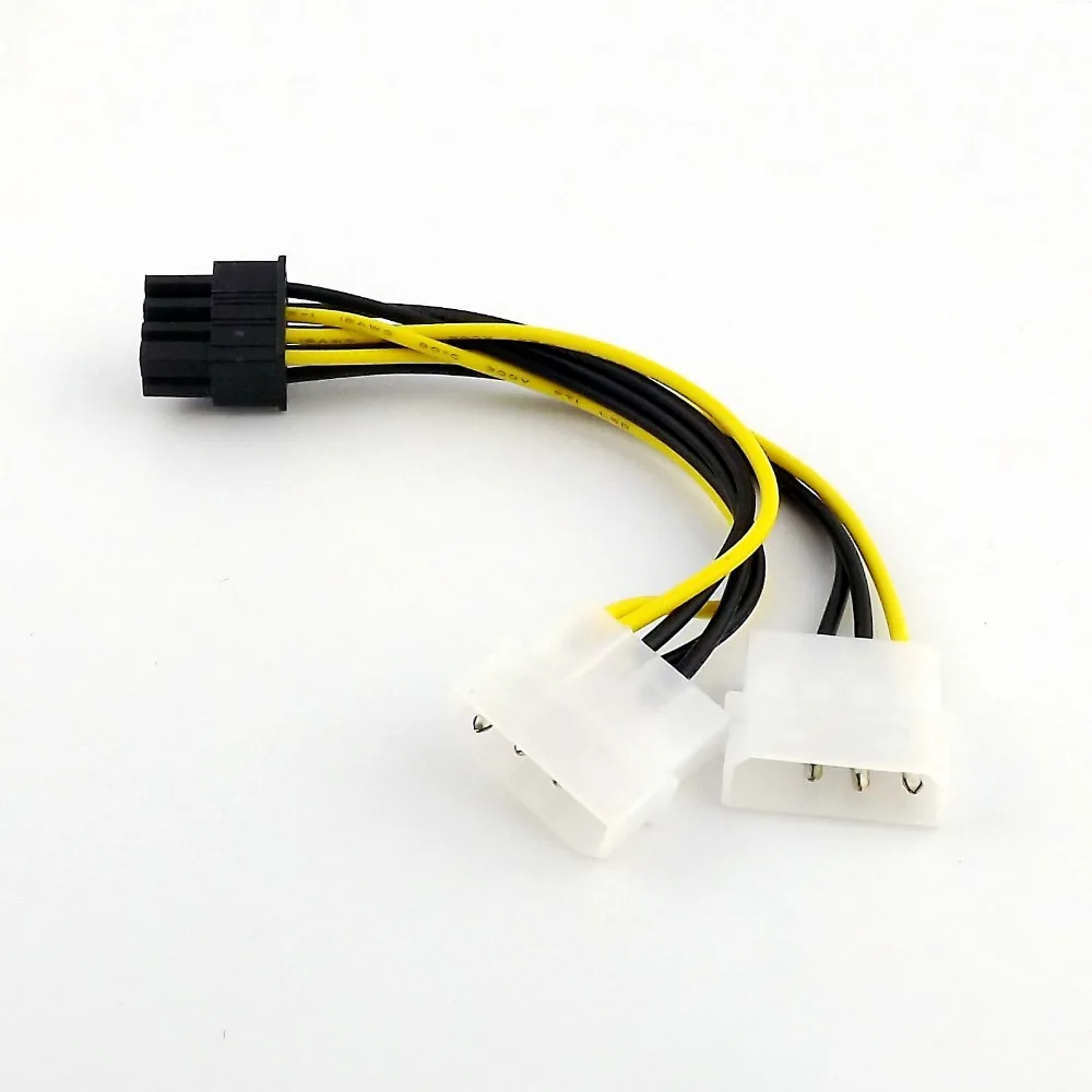 

1x Dual 4 Pin Molex IDE to 8 Pin PCI Express PCI-E Video Card Power Adapter Connector Y Splitter Cable Cord 15cm