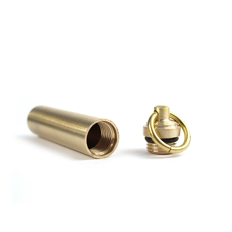 1PC Portable Brass Mini Waterproof Bottle Tank Small Waterproof Container Health Pill Medicine Bottle EDC Outdoor Survival Tool