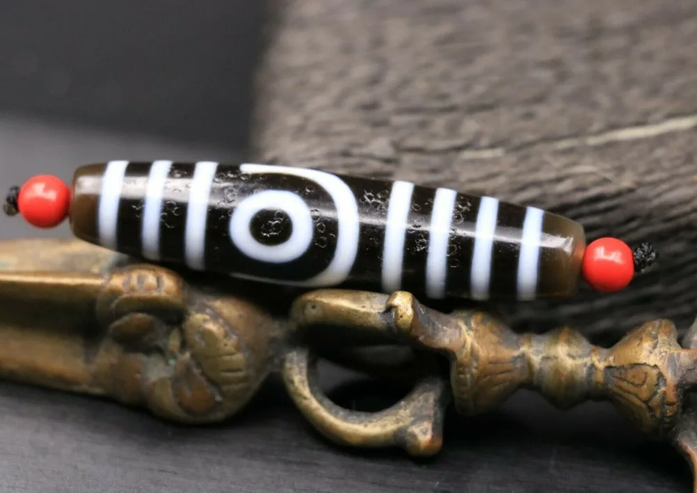 Top Quality Magic Power Tibetan Old 2 Eye 6 Stripe dZi Bead Pendant Treasure  Amulet Talisman 58*15MM