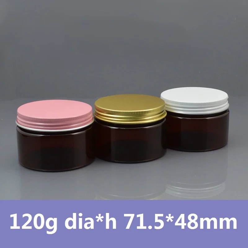 

50pcs/lot 120g plastic jars and bottles 4oz containers wholesale 120ml PET bulk plastic jars with aluminum pink/white/gold lid