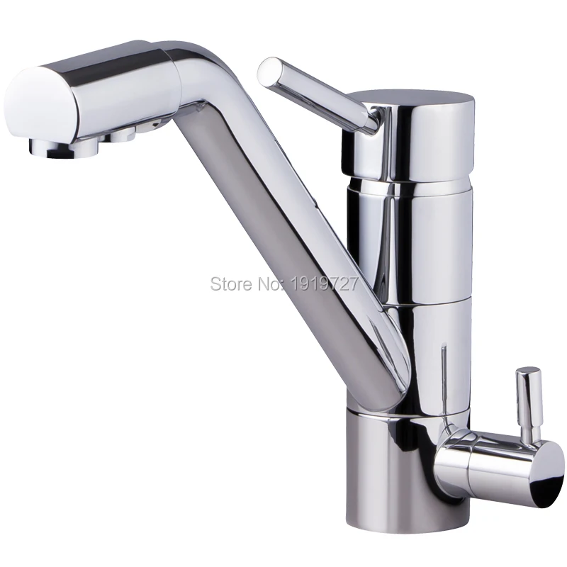 Bagnolux Smalto di Finitura Argento Osmosi Inversa Filtro Acqua Tri Flusso Tap 3 Vie Miscelatore per Lavabo A Tre Vie Rubinetto Della Cucina 3in1 Acqua di Rubinetto