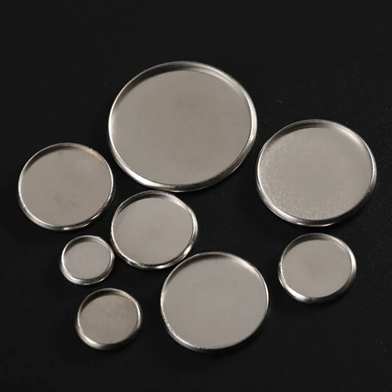 30pcs Stainless Steel Round Cameo Base Fit 6-30mm Blank Settings Cabochon Base Bezel Tray DIY Bracelet Necklace Jewelry Making