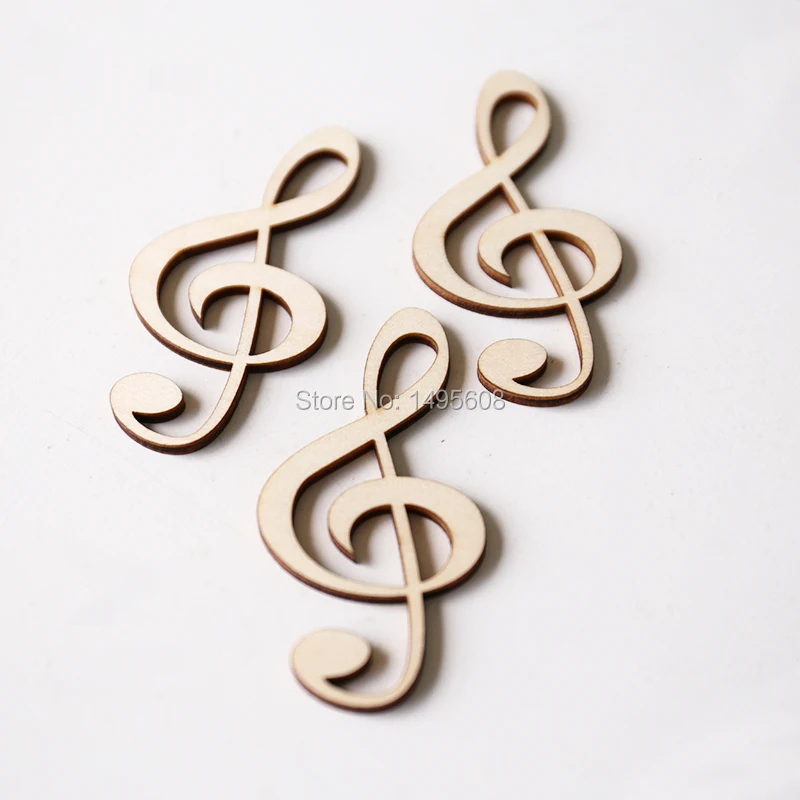 Wooden Music Note  Treble Cleffs Shape Art Projects Craft Ornament Decoration Gift Decoupage Laser Cut