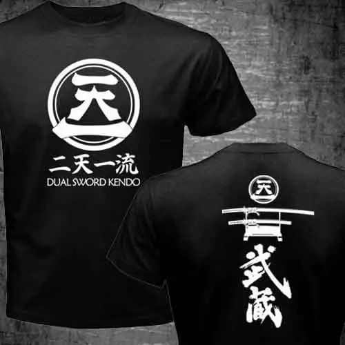 2018 New Short Sleeve Men Japanese Design Miyamoto Musashi Samurai Kendo School Niten Ichi Ryu T-shirt 100 % Cotton Tee For Men