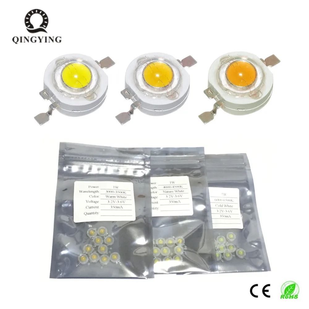 10szt-50szt Pełna moc 1W Wysoka moc LED DC3.2-3.4V 350mA Zimna natura Ciepła biel 3000K 4500K 6500K Żarówki diody świetlne