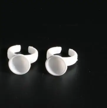Anillos de pegamento desechables para pestañas postizas, soporte de plástico blanco, anillos de pegamento, 100 Uds.