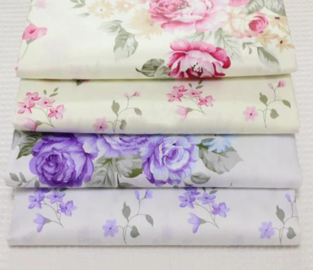 So Pretty Pink & Purple Blooming Peony Flower Printed Cotton Fabric 50x160cm Bedding Quilting Clothing DIY fabric