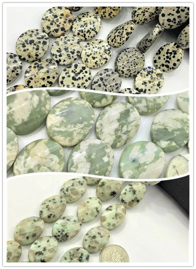 25x30mm Natural Oval Twist Shape Dalmatian Sepiolite Blue Jaspers stone Semi Precious Beads  Strand 15 inches Wholesale For DIY