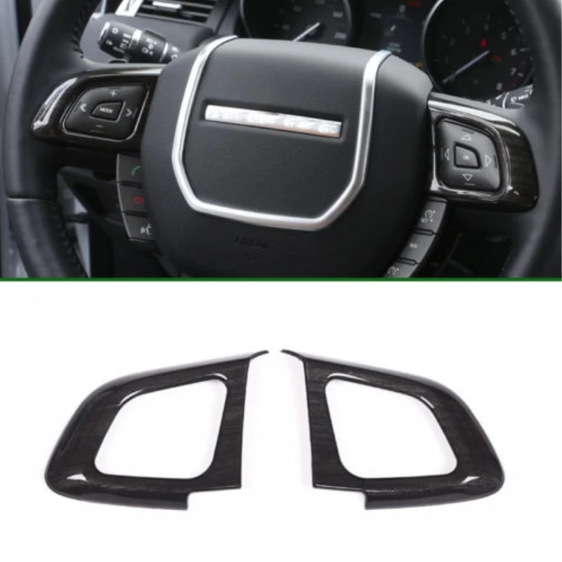 

2x Car Interior Mouldings ABS Carbon Fiber Color Steering Wheel Button Trim Covers For Land Rover Range Rover Evoque Car Styling