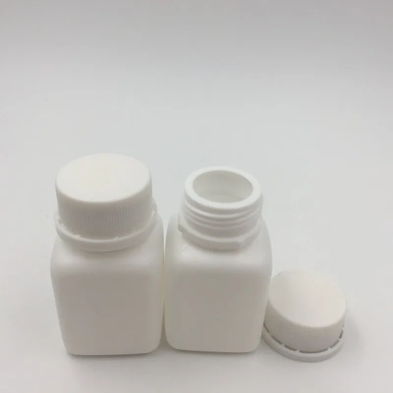 100PCS/LOT 30ml 30cc plastic square HDPE white pills bottle medical container with tamper proof cap for medical packaging