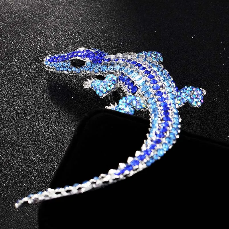 Shiny Brand Big Animal Brooches Bouquet Kawaii Crocodile Rhinestone Brooch Bijuterias For Men Jewelry Fashion Man Broches Bijoux