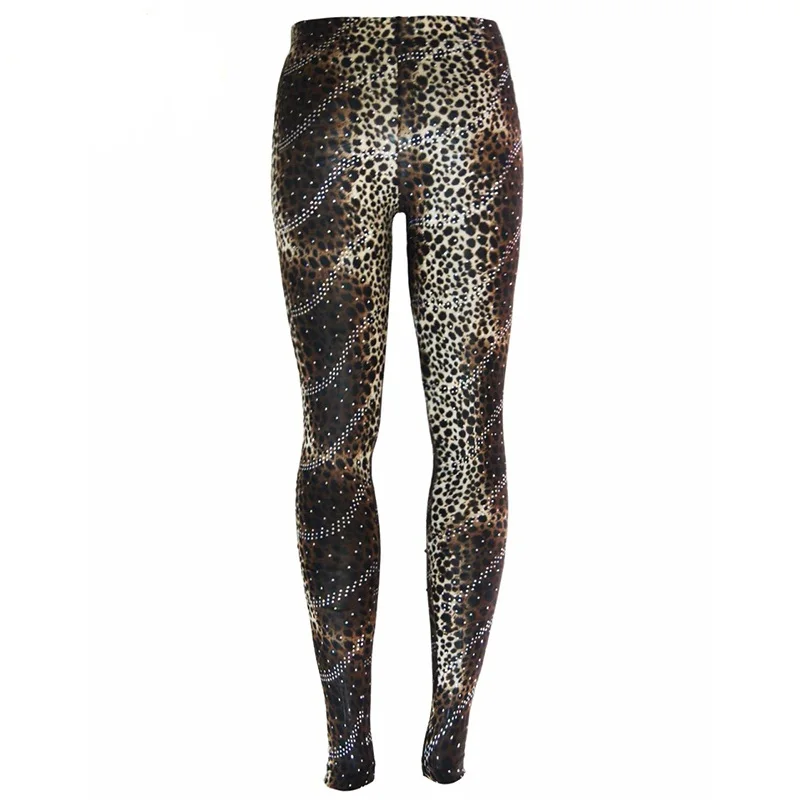 2017 New Design Sexy Leopard Print Sequined Leggings Women Fall Fashion Hot Sale Wholesale Ladies Low Waist Leggings Pants K281