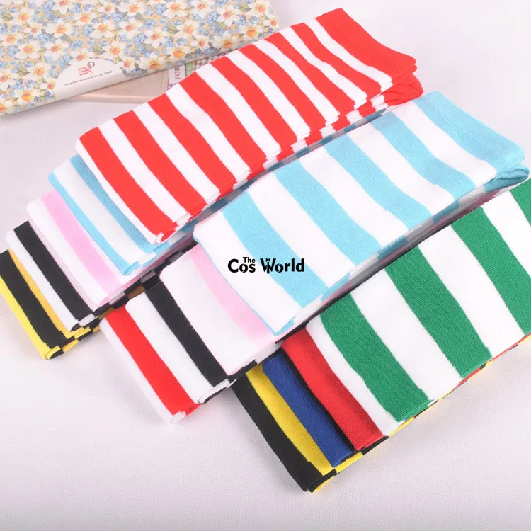 17 kleuren meisjes student herfst winter opwarming strepen kous over de knie sokken dij highs voor anime schooluniform