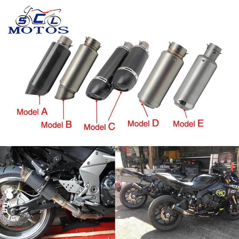 

Sclmotos- 51mm Universal Motorcycle Exhaust Muffler GP Escape Moto Exhaust Mufflers Carbon Fiber Exhaust Pipe NINJA GSXR Z800