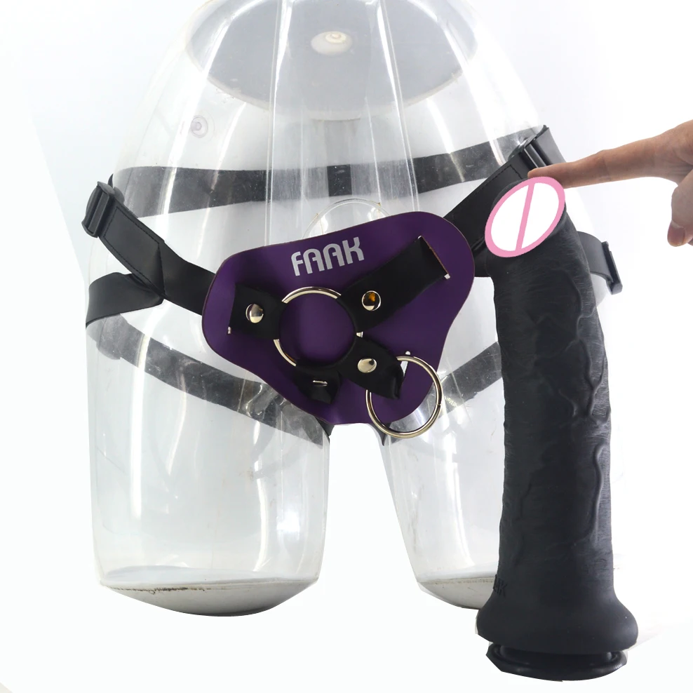 FAAK Big silicone toy huge realistic strapon dildo leather strap on huge penis suction harness for women lesbian masturbator