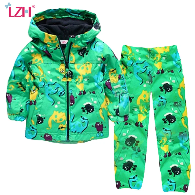 LZH Children Clothing Autumn Winter Kids Boys Clothes Raincoat Waterproof Dinosaur Coat+Pant Outfit Suit For Girls Clothing Sets