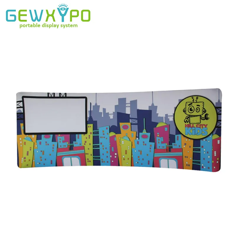 20ftX7.5ft Trade Fair Curved Tension Fabric Graphics Display Stand With Custom Banner Printing,Portable Pillow Case Backdrop