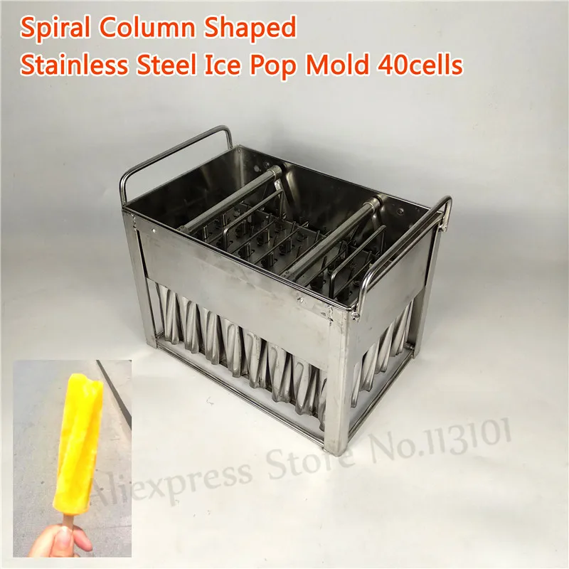 40Cells Ice Pop Mold Tornado Column Popsicle Mould 304 Stainless Steel Ice-lolly Moulds Great Summer DIY Tool