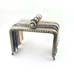 DIY straight carved embossed edge round buckle silver bronze golden gunblack 12cm 13cm metal purse frame clasp long leg