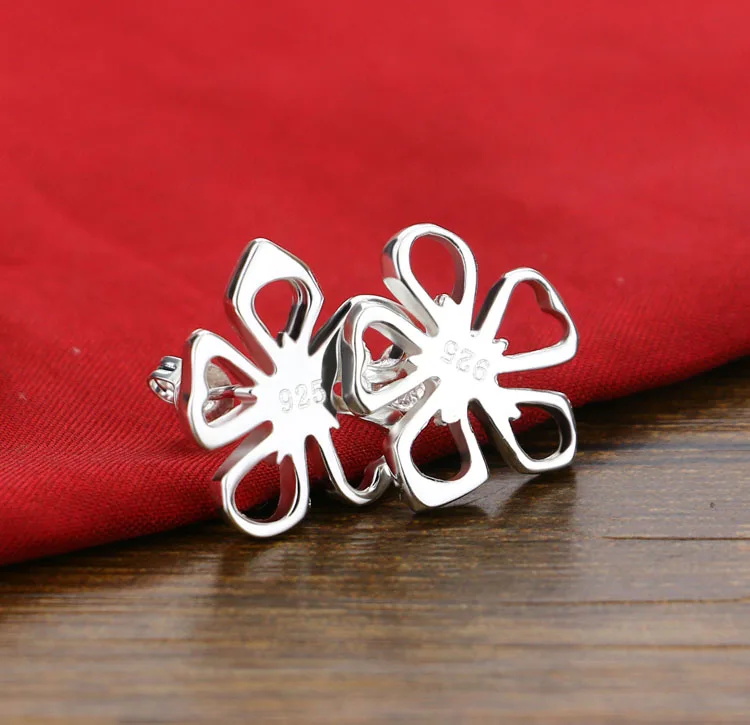 Needle Simple Exquisite Earrings for Women 925 Sterling Silver Flower Stud Earrings Small Unusual Earrings Fashion Jewelry