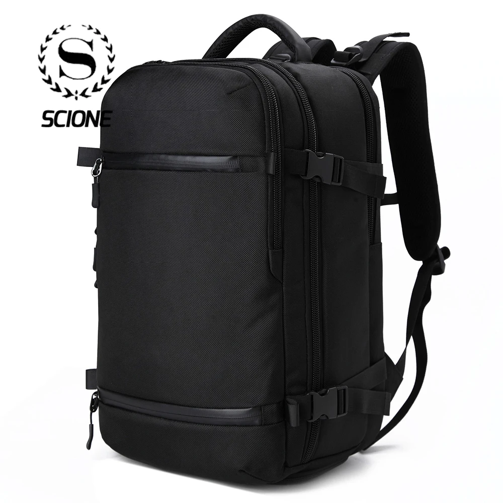 

Scione Men USB Charging Multifunction Backpacks Large Capacity Solid Travel Shoulder Bags Waterproof Laptop Shoe Classic Bagpack