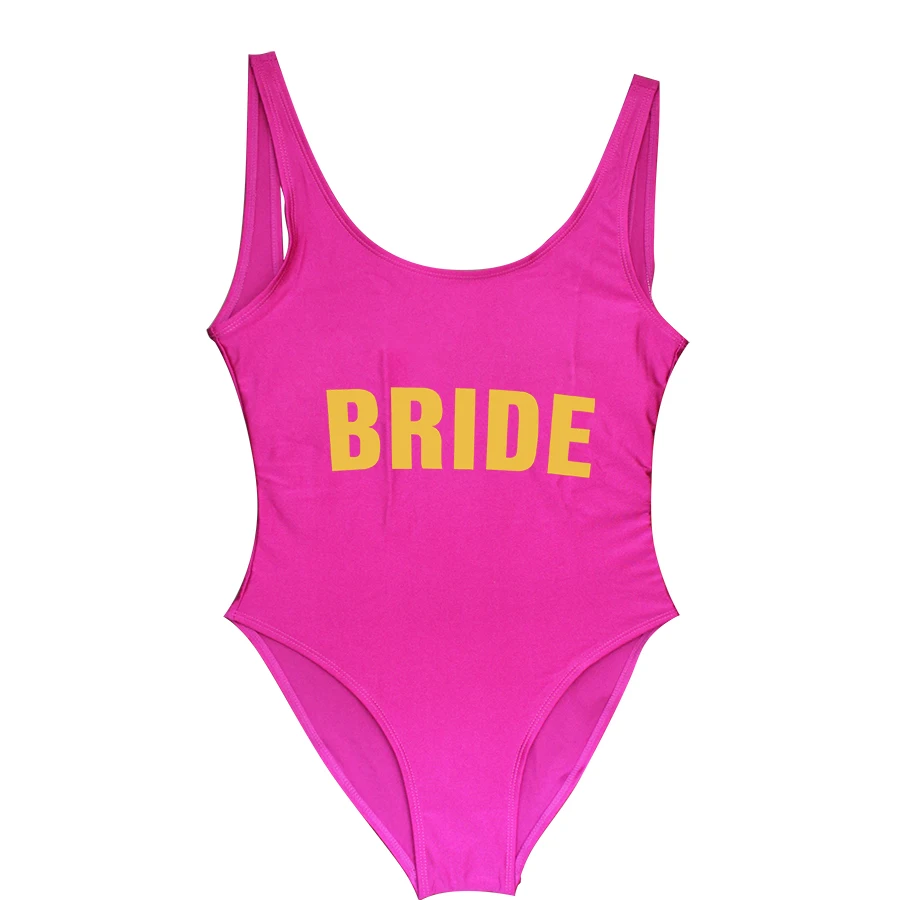 BRIDE Bikini Golden Letter Printed One Piece Swimsuit Bachelor Wedding Party Sexy Jumpsuit Women Swimwear High Cut Bathing Suit