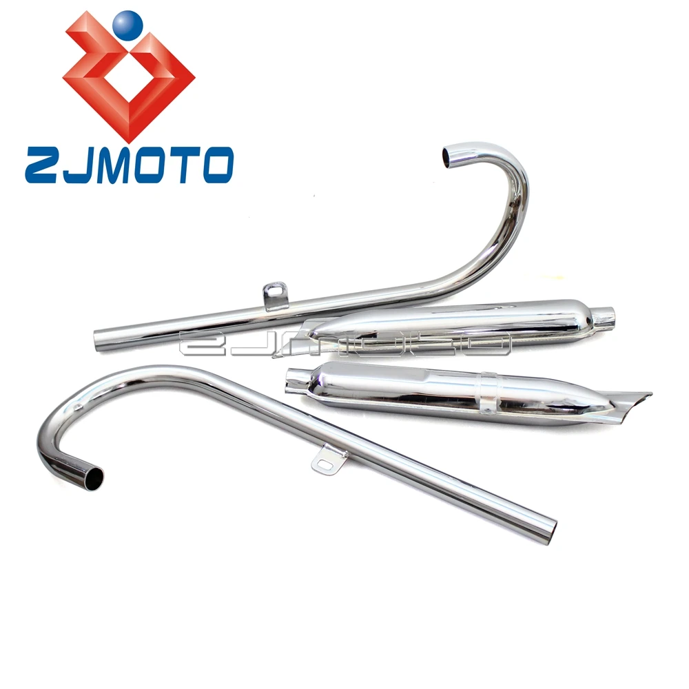 24HP Exhaust Muffler Pipe Assembly For BMW K750 M1 M72 R71 R12 CJ Dnepr MT12 Motorcycle Mufflers Chrome Fishtail Front & Rear