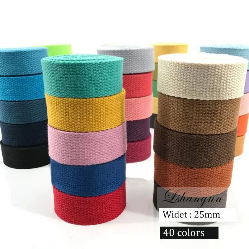 

New 25mm( 1") Canvas Webbing 10 Yards Length Heavy Canvas Webbing Strap Belting Bag Strap Tape For DIY Bag Luggage Colorful