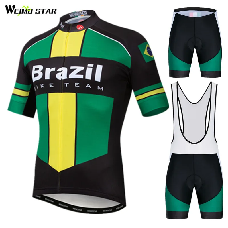 

Weimostar Brazil Team Cycling Jersey Set Men Summer Pro Bicycle Clothes Ropa Ciclismo Quick Dry MTB Bike Clothing Cycling Wear