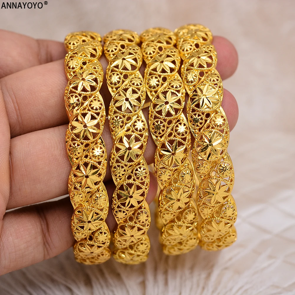 

ANNAYOYO Ethiopian Africa Jewelry Gold Color Wedding Bangle for Women Dubai Bride Bracelet African Jewelry Middle East Items