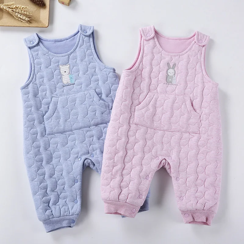 

Baby rompers pajamas overalls trousers children thick warm sleeveless 100% cotton winter baby boys girls clothing kids clothes