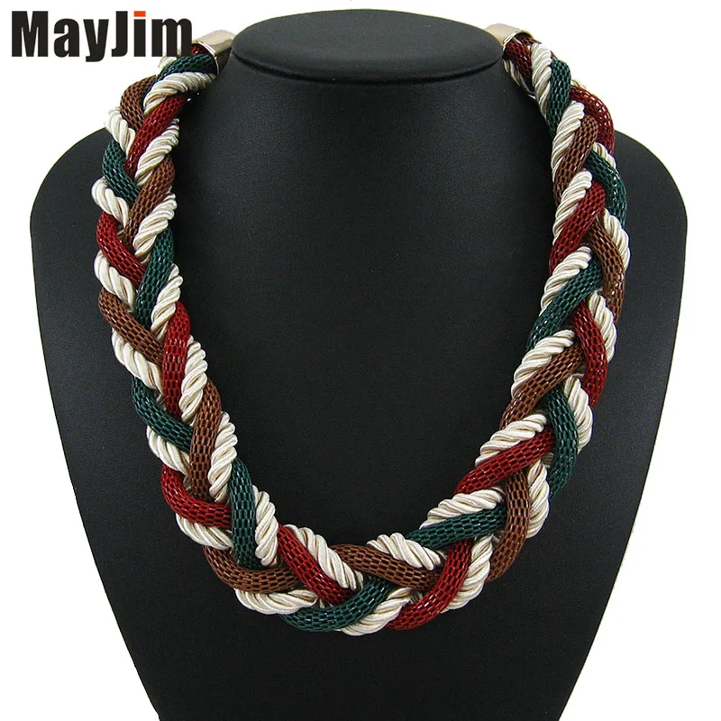 Statement Necklace Vintage Fashion Punk Big Simple Metal Chain braid Twist Chain Necklaces & Pendants Women Jewelry Accessories