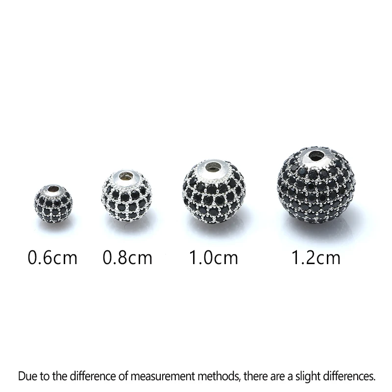 1PCS Round Beads For Jewelry Making Ball Beads Copper Metal  Zircon DIY Woman Man Bracelets Necklace Gift