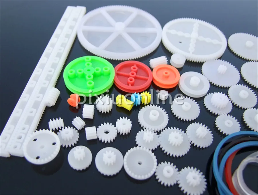 43pcs/bag K1000 Several Different Plastic Gears and Worms and Belt Pulleys Handmaking Parts Free Shipping Russia