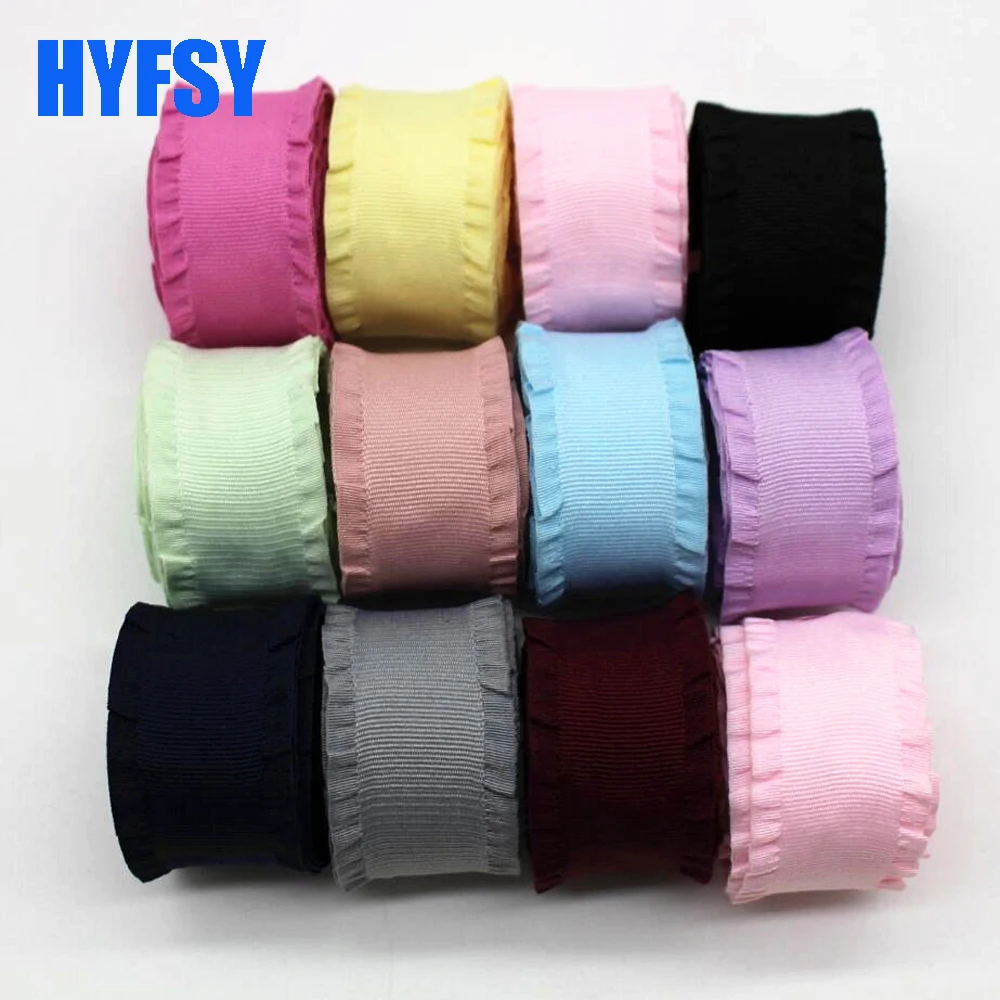 1 '25mm 10 yards ruffle flounce lace DIY handmade material gift packaging headdress skirt edge Grosgrain ribbons double