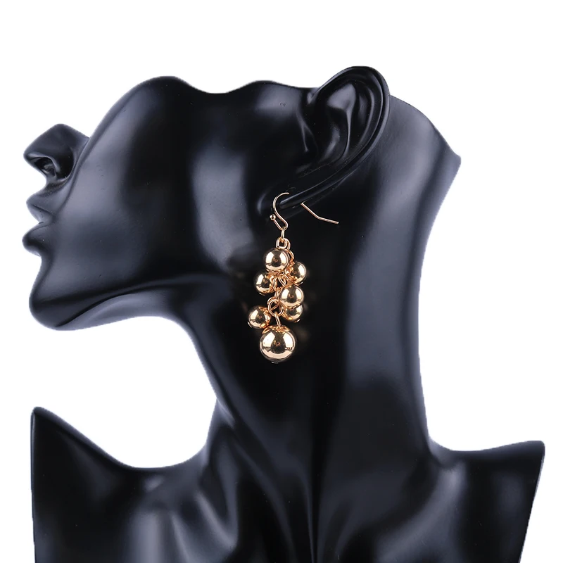 Elegant Grape Bunches Gold Beads Handmade Clip on Earrings for Women Wedding Party No Pierced and Pierced Ear Clips Jewelry
