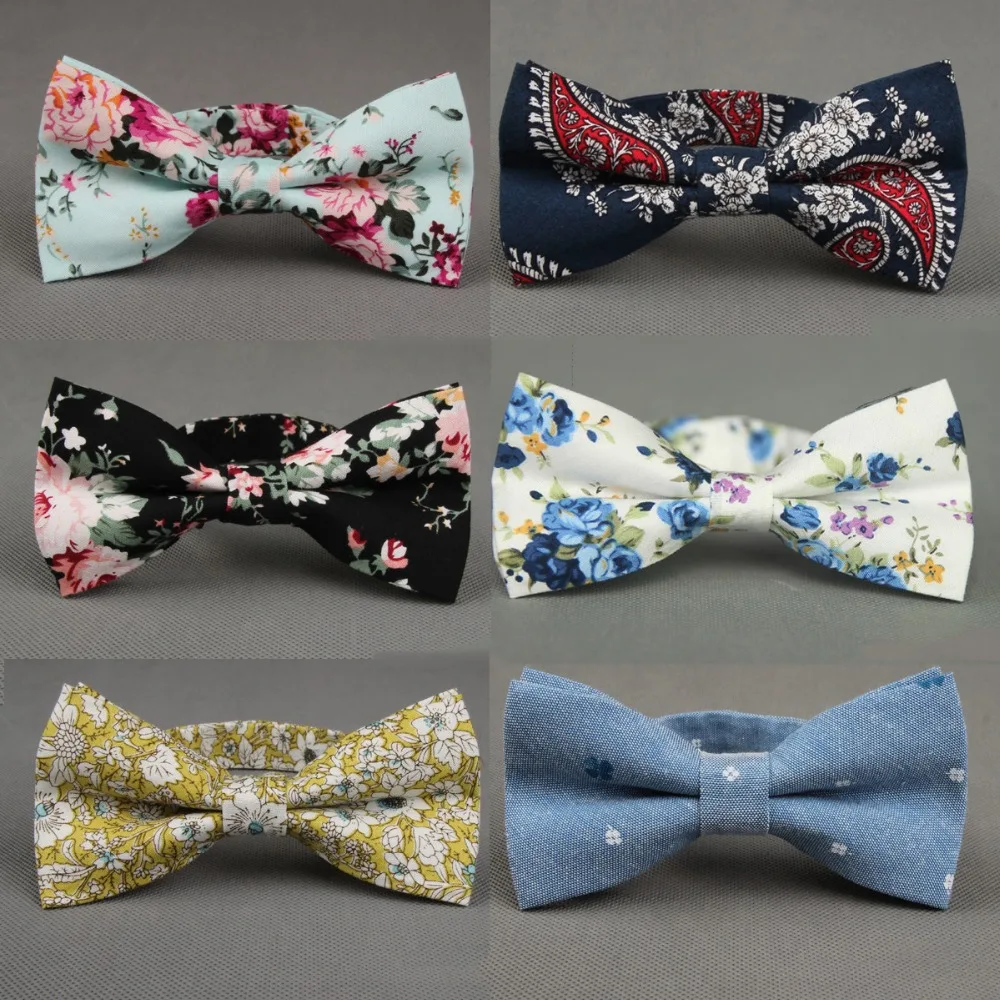 RBOCOTT Floral Bow Tie Man Printed Bowtie Blue Black Paisley Cotton Bow Ties For Man Wedding Party