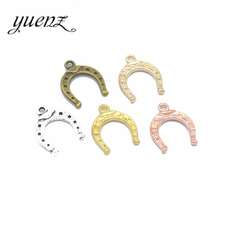 YuenZ 30pcs 6 Color Horseshoe Charms Tibetan Silver Bronze Pendants Antique Charm Jewelry Making DIY Handmade Craft 16*13mm D975