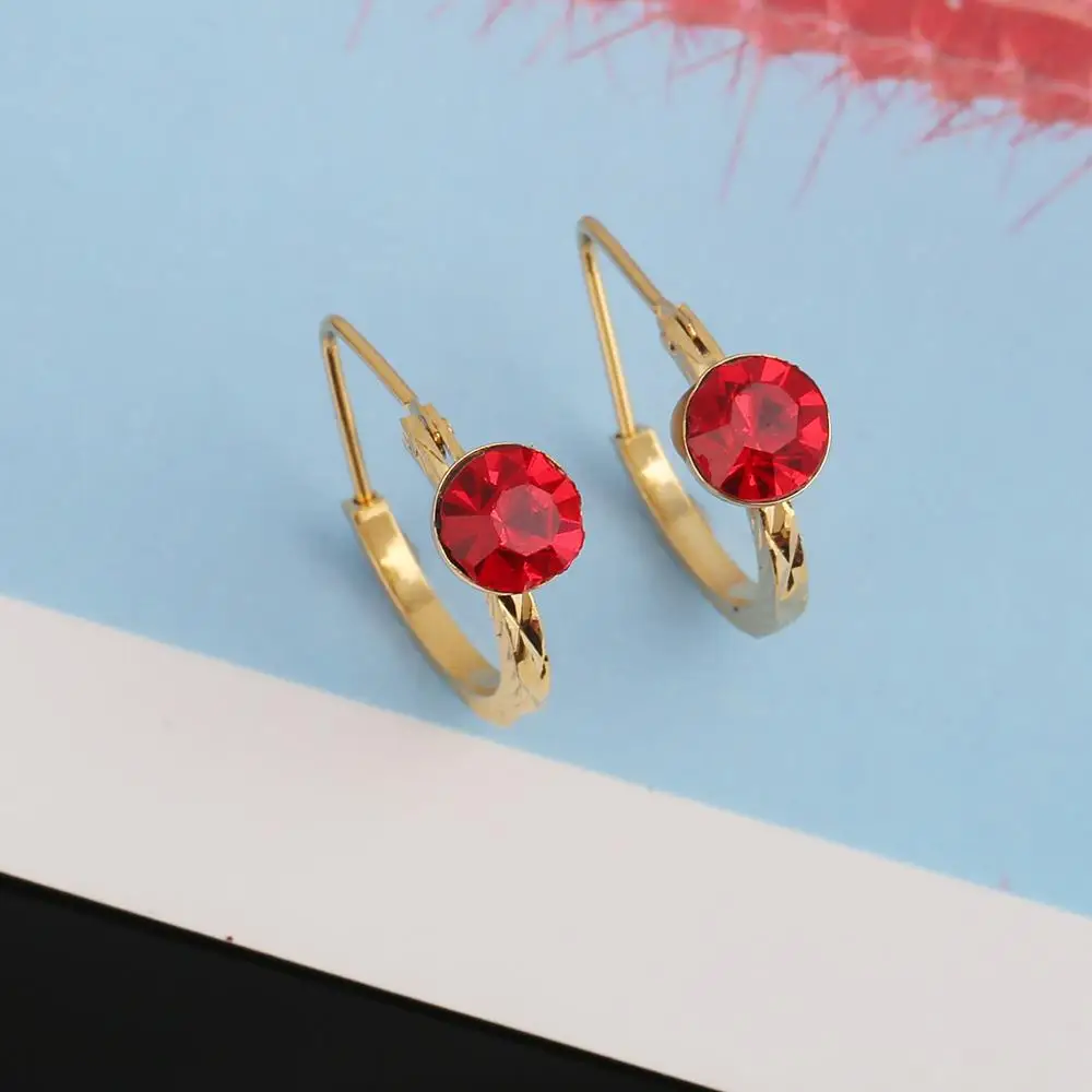 Ethiopian Small Red Stone Earrings for Girls Arab African Jewelry Gift Wholesale