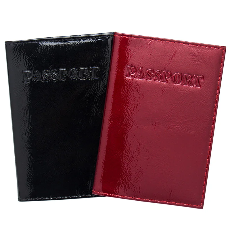 USA Genuine Leather oil solid red embossing Travel Passport Holder Bag Passport Case Wallet License Credit Card Holder