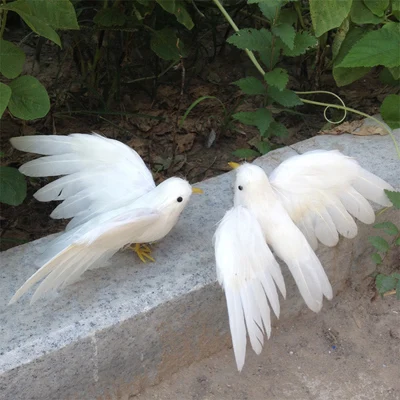 

white feathers dove birds one lot/2 pcs about 12x15cm peace bird model handicraft prop,home garden decoration gift p2117