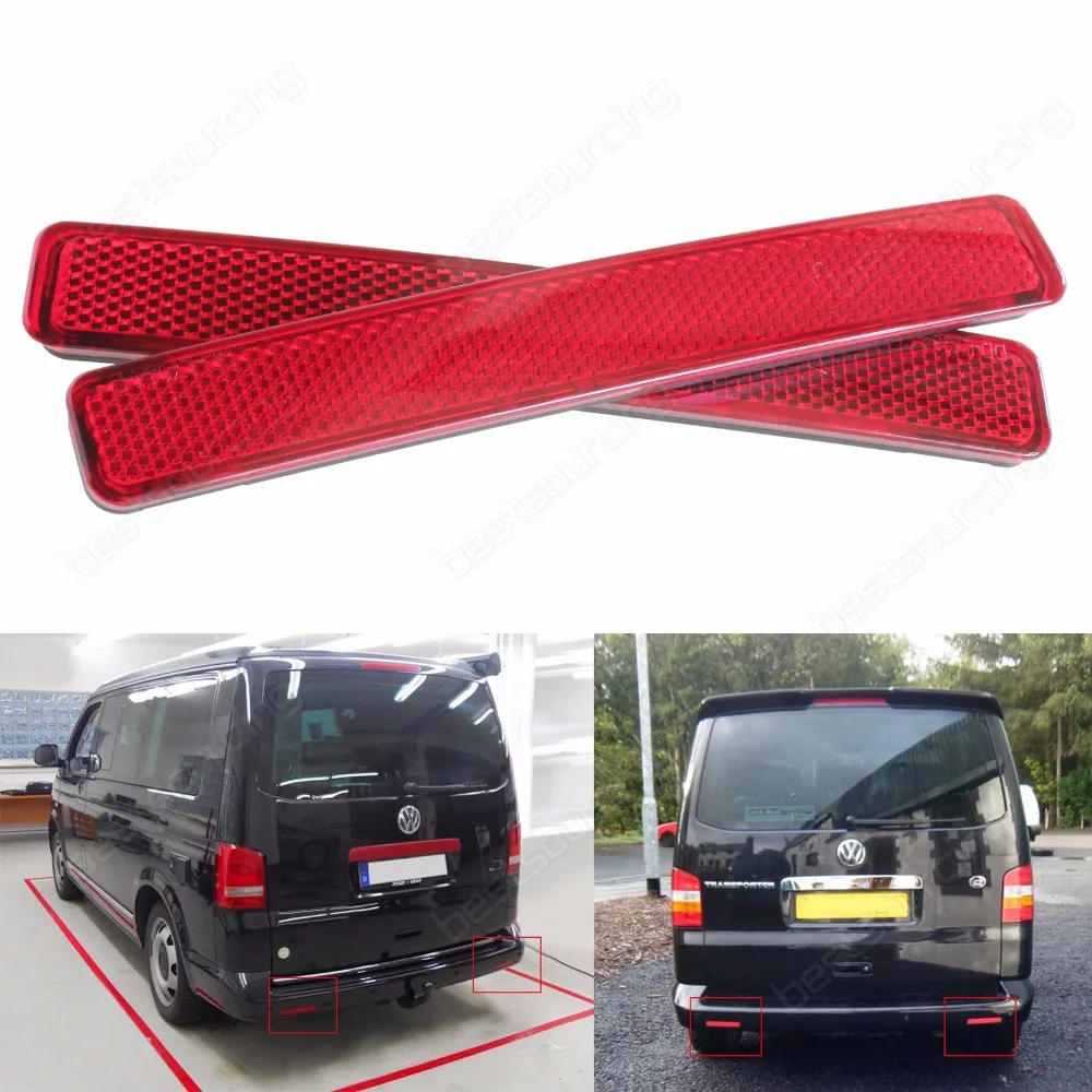 ANGRONG 2x Rear Bumper Reflector For VW T5 Transporter / Caravelle / Multivan (pre-facelift) 2003-2011 (CA244)