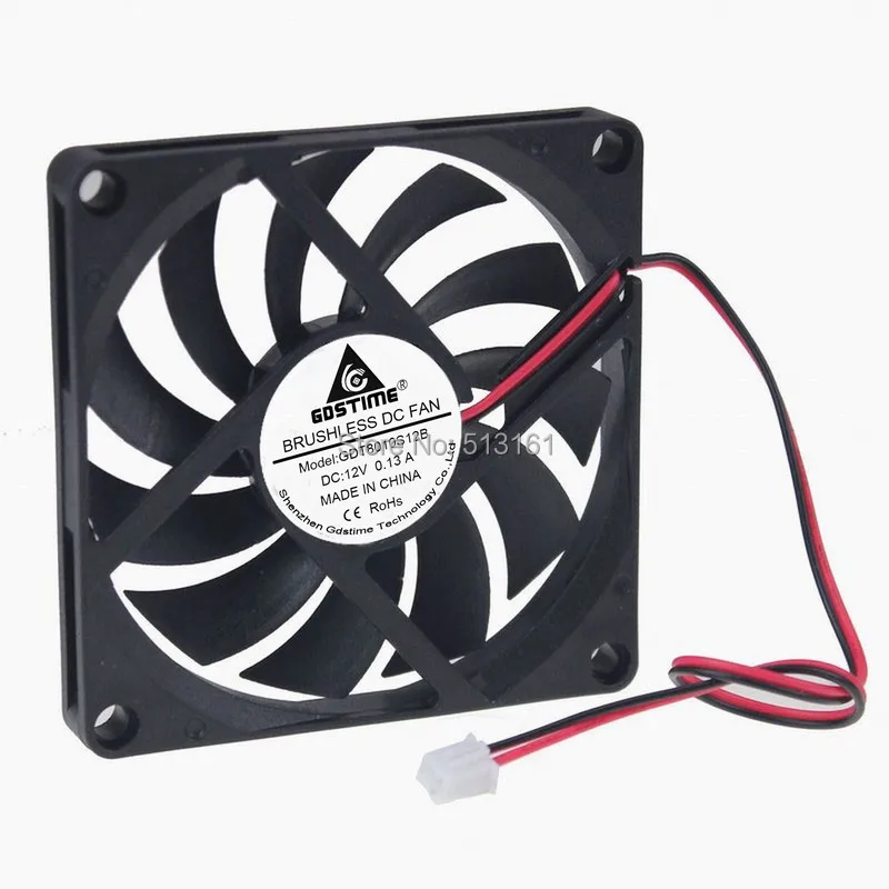 Imagem -05 - Gdstime 12 v 2pin cm 80 mm 80x80x10 mm Brushless dc Ventilador de Refrigeração Caixa do Computador Cpu Dissipador de Calor do Radiador Refrigerador 8010 100 Peças Lote