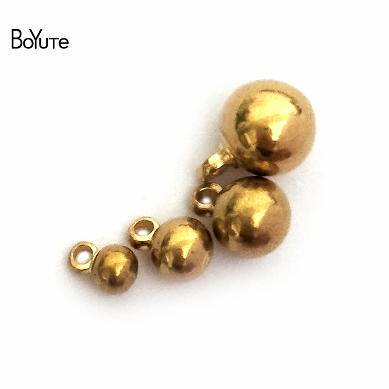 BoYuTe (100 Pieces/Lot) 3-4-5-6-8MM Solid Brass Ball Pendant Bead with Loop Handmade DIY Jewelry Accessories Pendant Beads