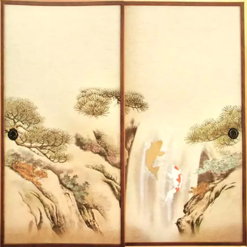 Papel Fusuma japonés, 2 hojas/par, decoración de bloques de madera Washitsu, papel de pared decorativo para puerta, puerta corredera Soji,